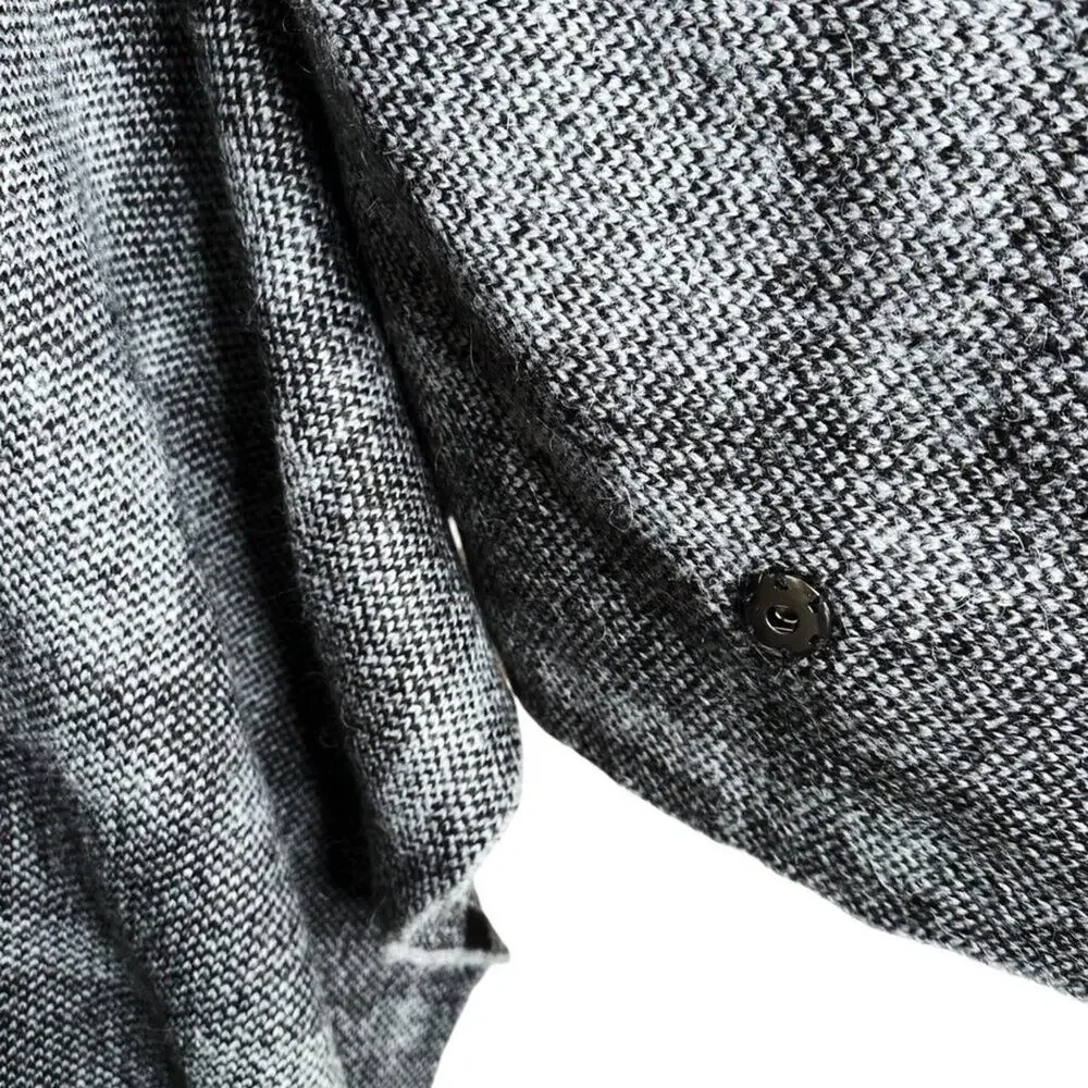 Soft Surroundings Black and Gray Plaid Faux Fur Trim Poncho